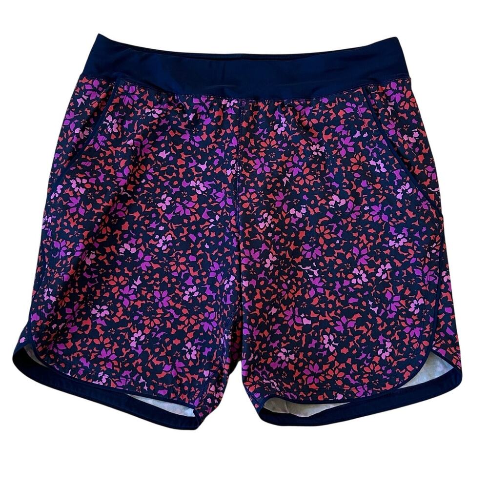 Lands' End Women's Navy Floral Print Swim Shorts